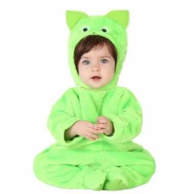 Groene kat onesie babys